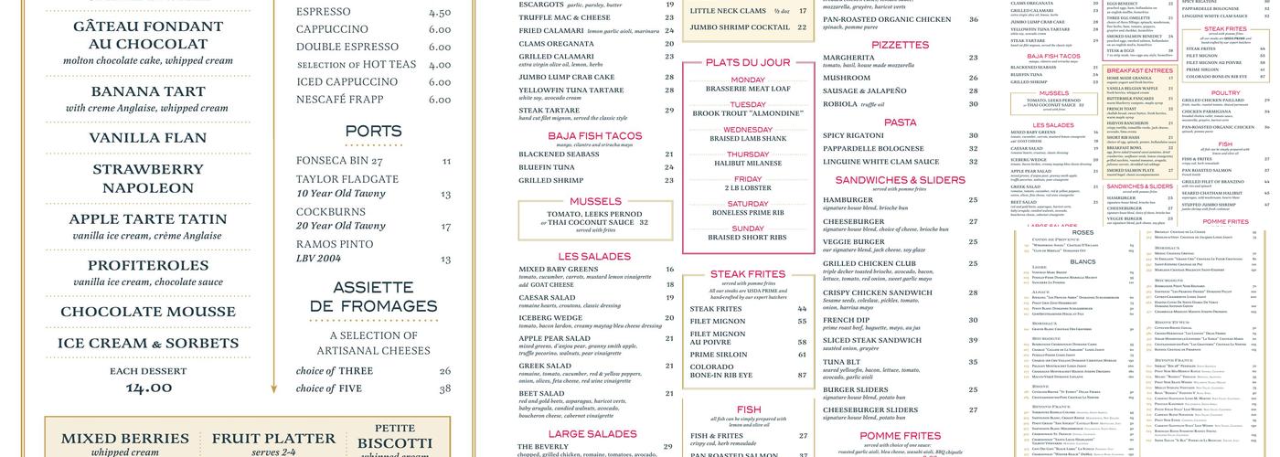 Bar Frites Menu