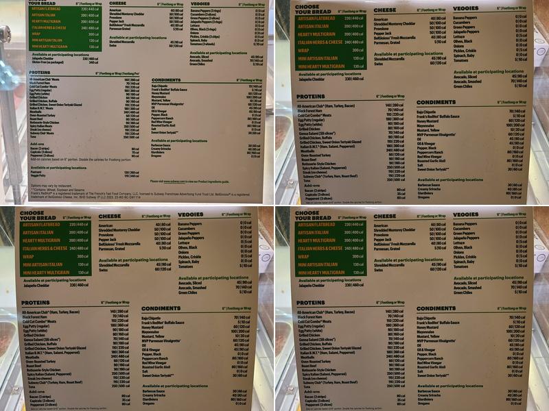 Subway Menu