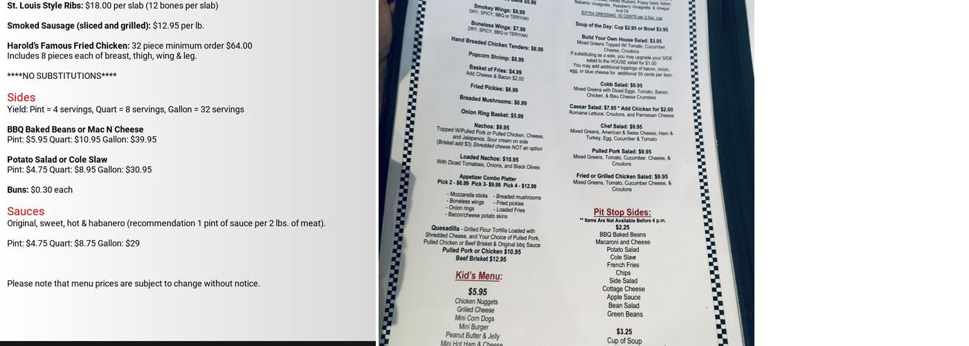 Pit Stop BBQ & Grill Menu