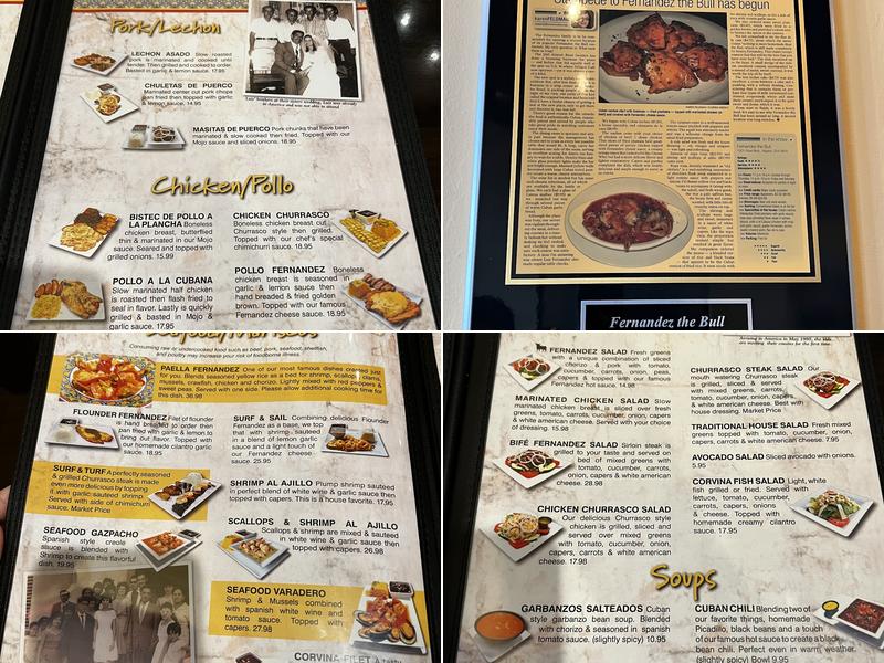 Fernandez the Bull Cuban Cafe Menu