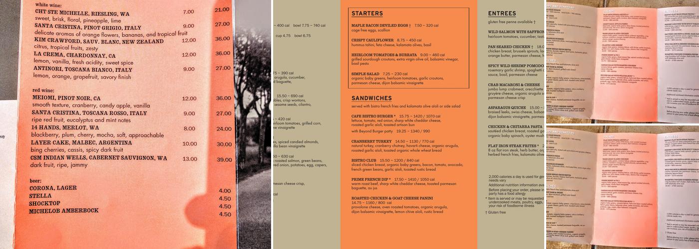 Café Bistro Menu