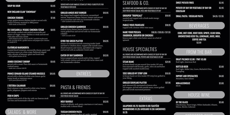 L 'Osteria Cafe & Bar Menu