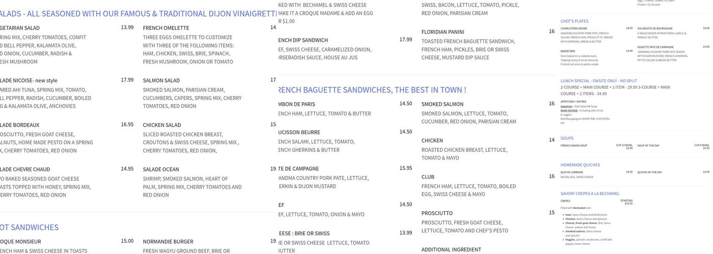 Cafe Normandie Restaurant Naples Menu