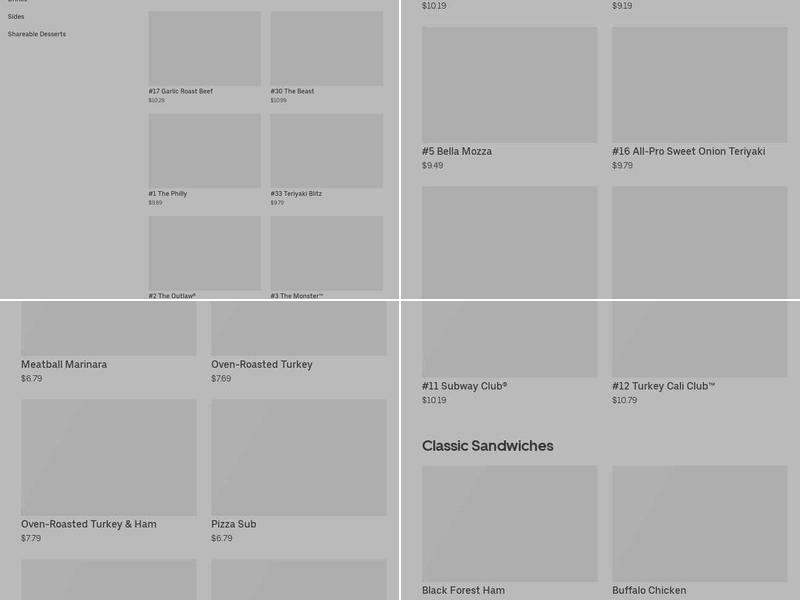 Subway Menu