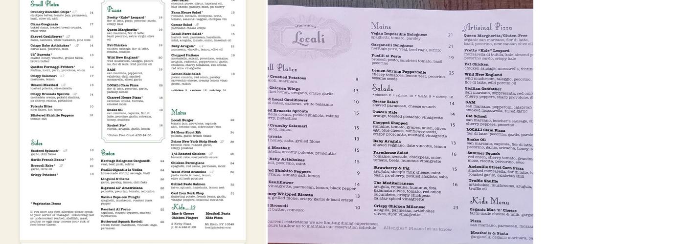 Locali Menu