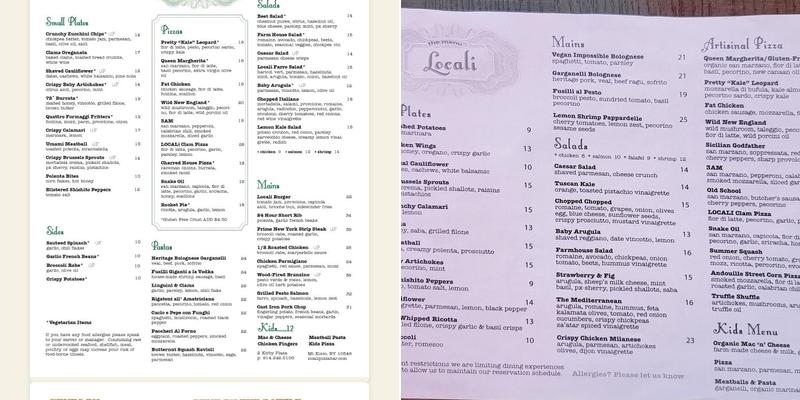 Locali Menu