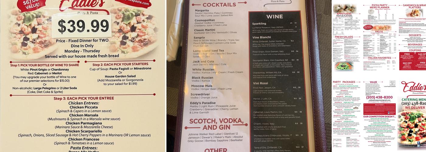 Eddie’s Pizza & Pasta Menu