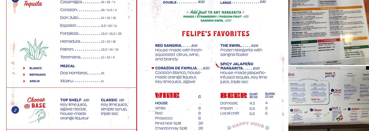 Felipe's Mexican Taqueria Menu