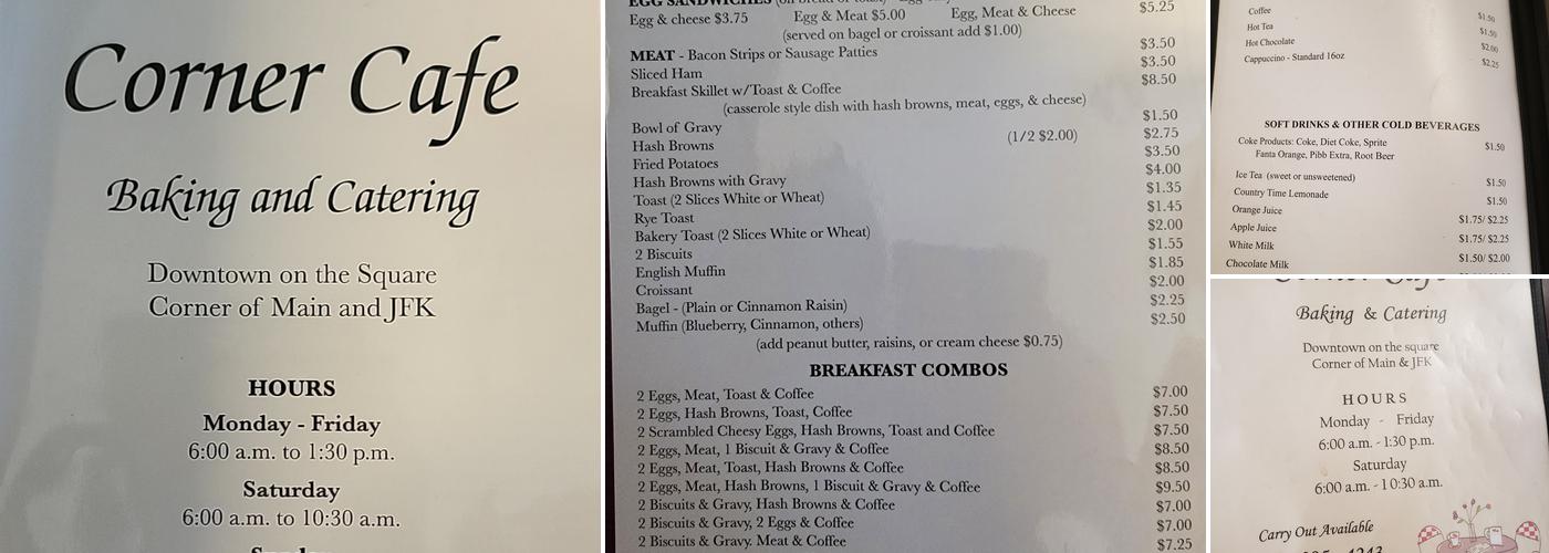 Corner Cafe Menu