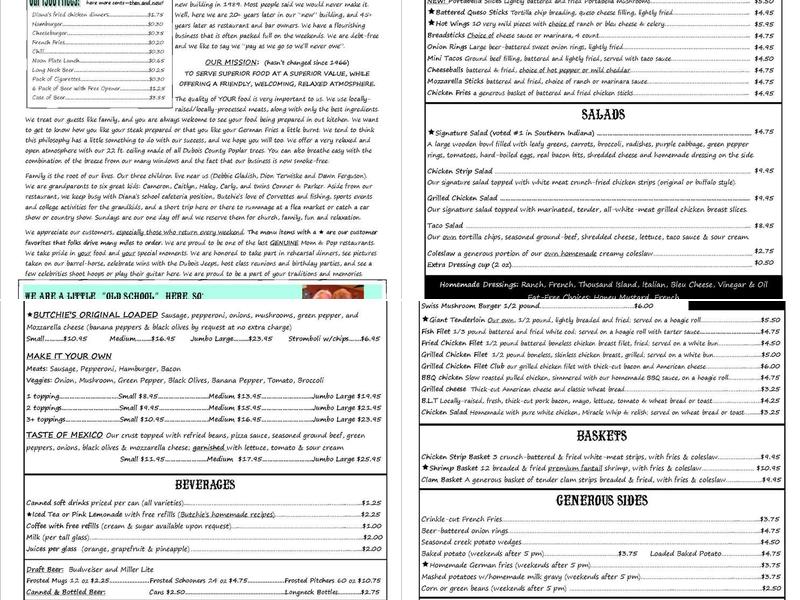 Butchie's Menu