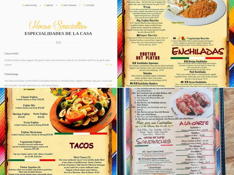 Monterrey Mexican Restaurant Menu