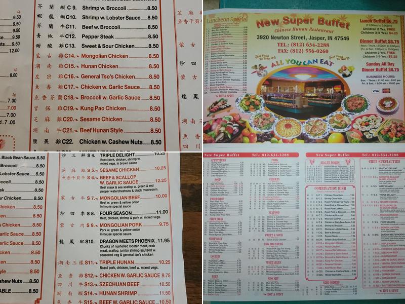 New Super Buffet Menu