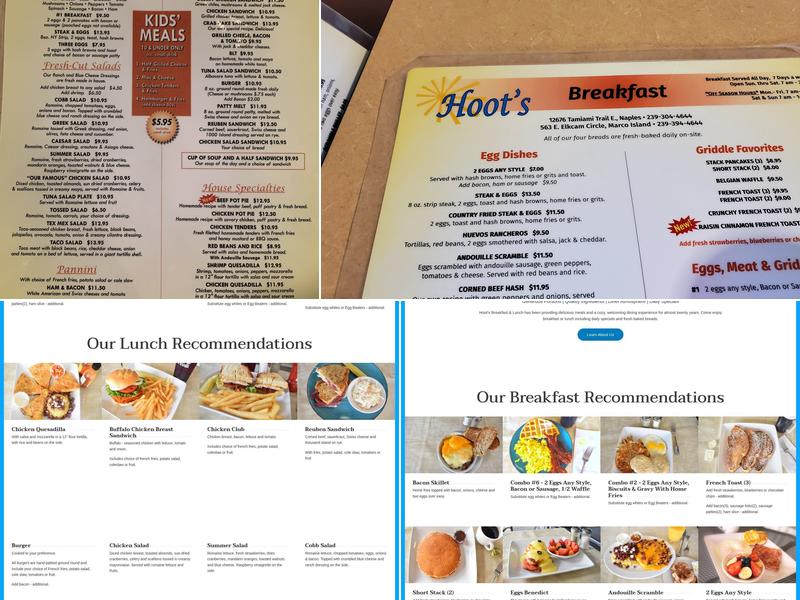 Hoot's Breakfast & Lunch Menu