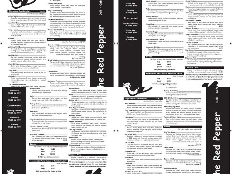Red Pepper Deli Cafe & Catering Menu