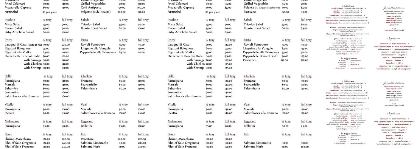 Ristorante Lucia Menu