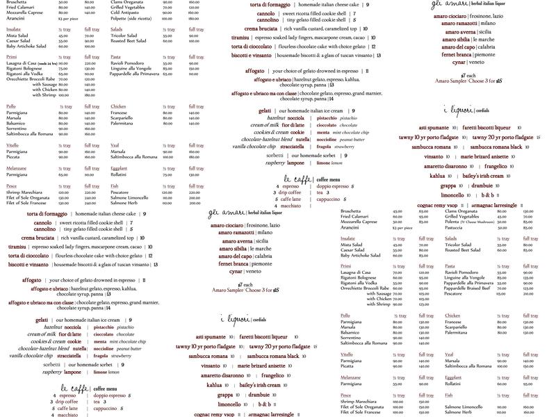 Ristorante Lucia Menu