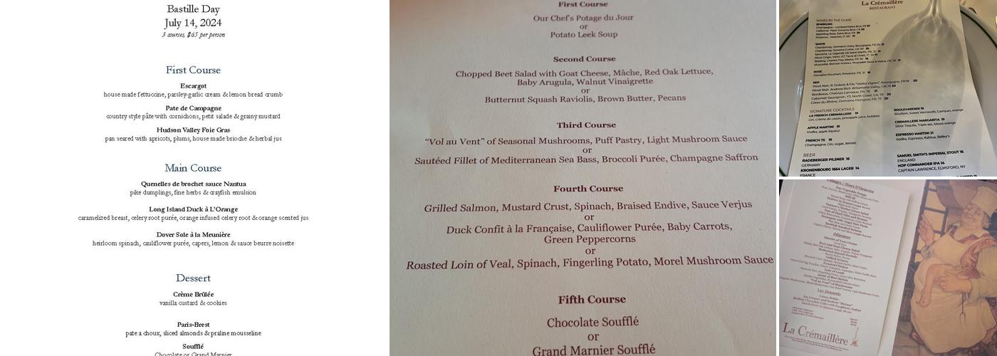 La Crémaillère Menu