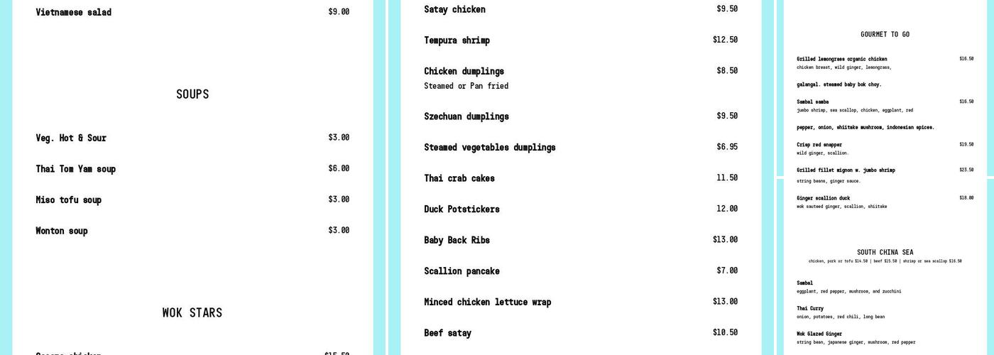 Ching's Table Menu