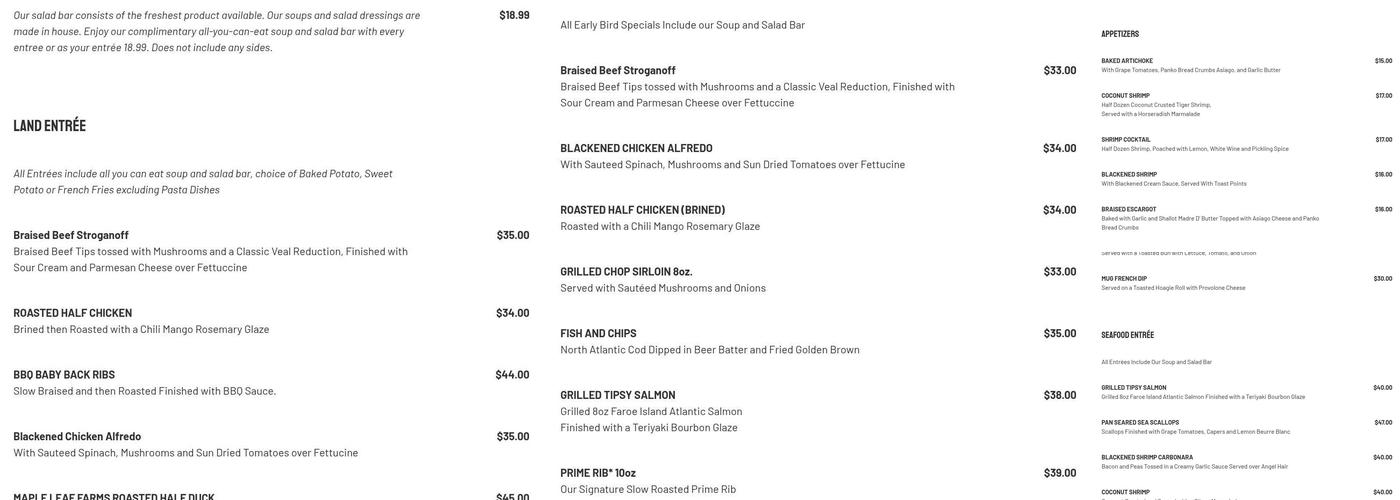 The Pewter Mug North Menu