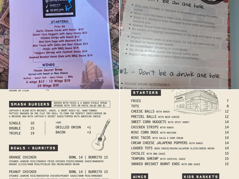 Captain's Getaway Menu
