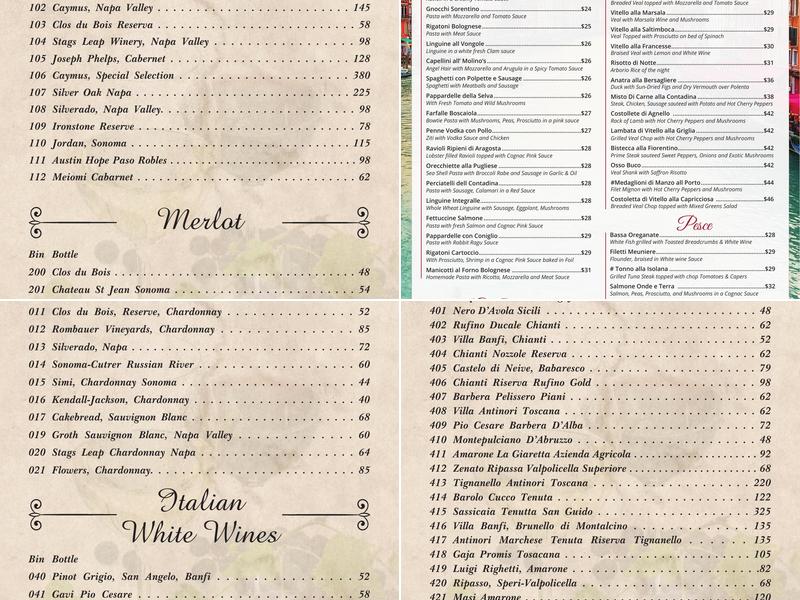 Molinos Risterante Menu