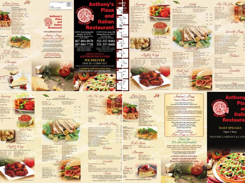 Anthony's Pizza Menu