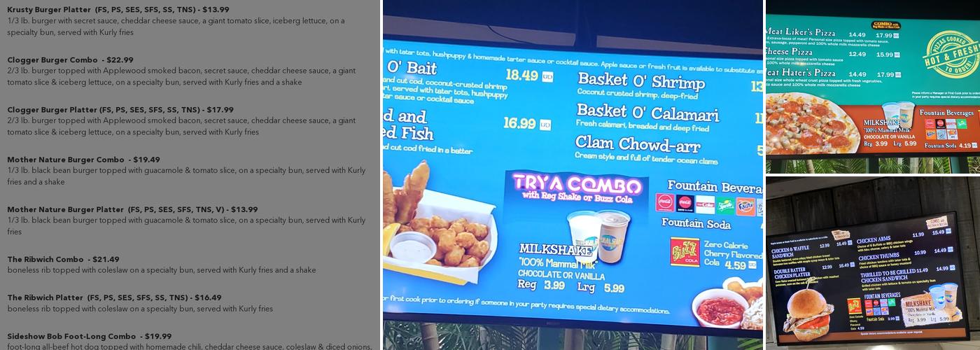 Krusty Burger Menu