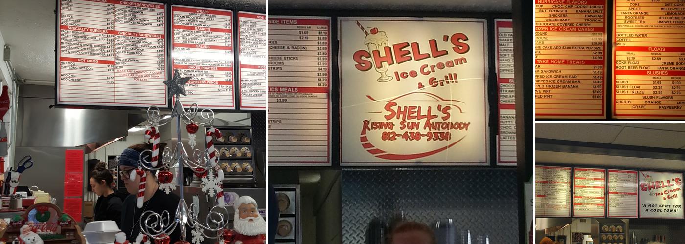 Shell's Ice Cream & Grill Menu