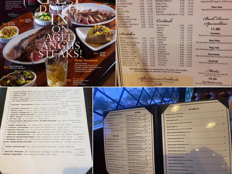 The Back Room Steakhouse Menu