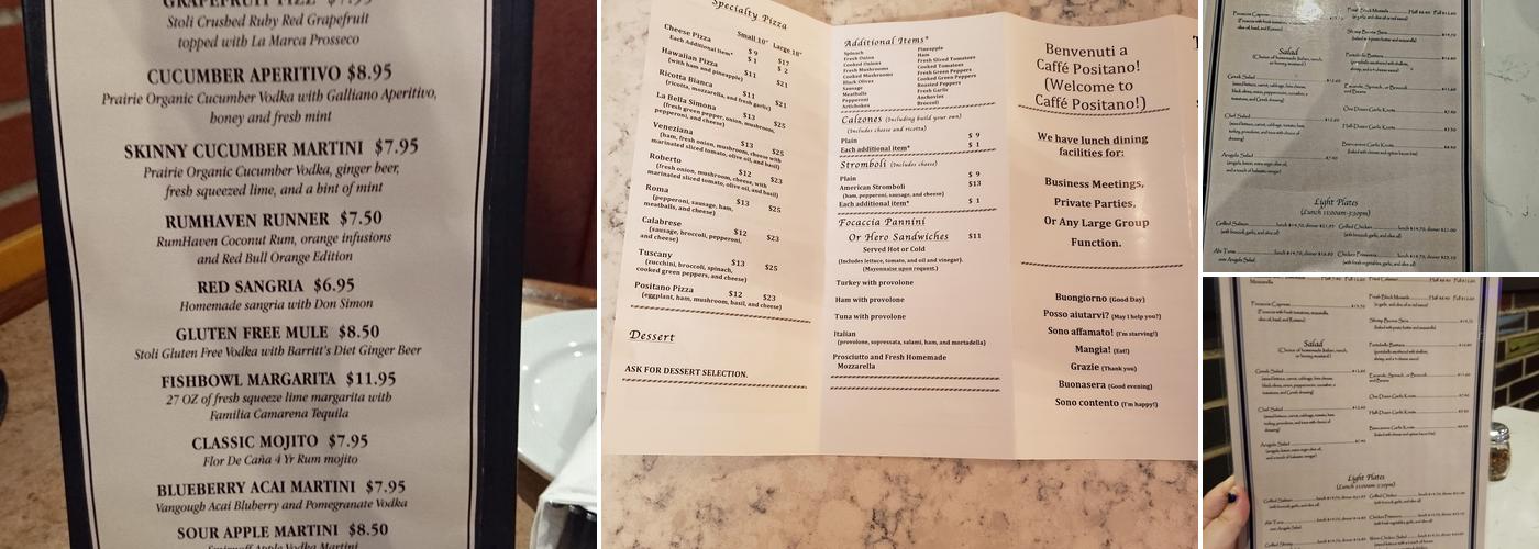 Caffe Positano Menu