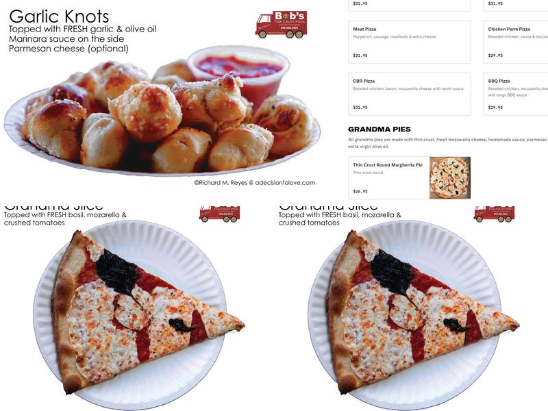 Bob's Thin Crust Pizza Menu