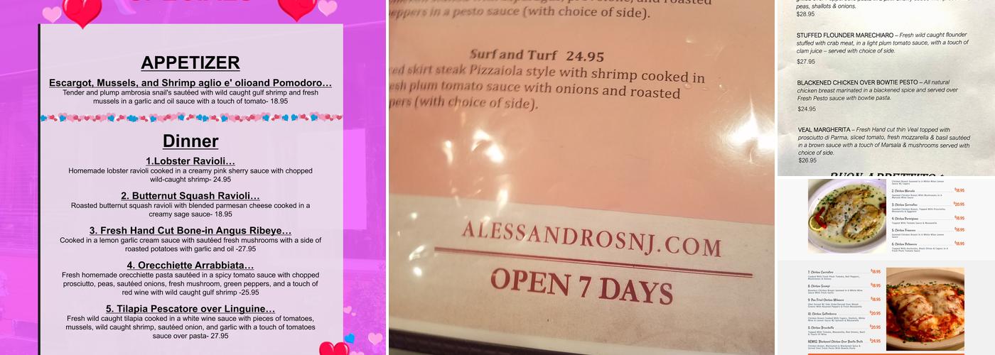 Alessandro's Trattoria E Pizzeria Menu
