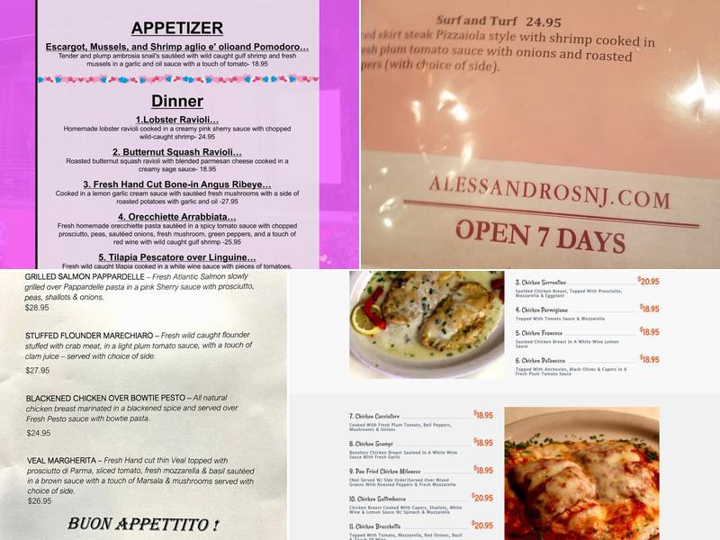 Alessandro's Trattoria E Pizzeria Menu