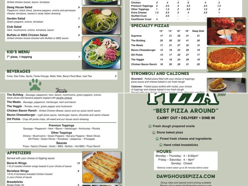 Dawg House Pizza Menu
