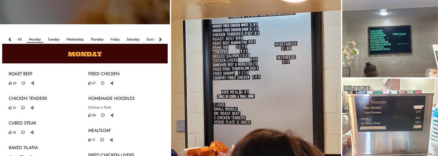 Gray Brothers Cafeteria Menu