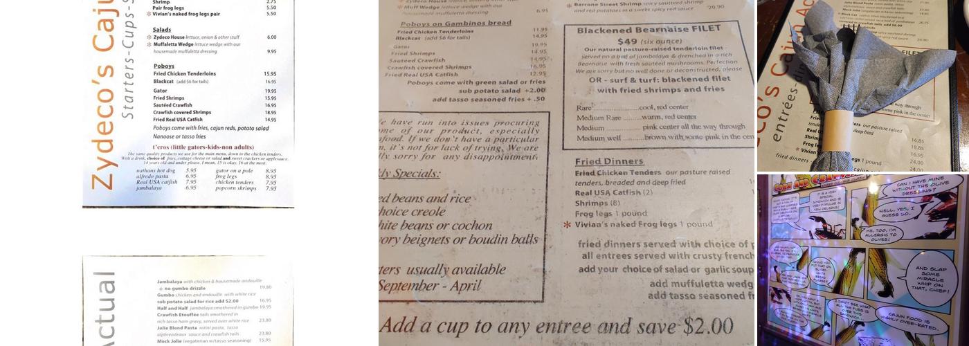 Zydeco's Menu