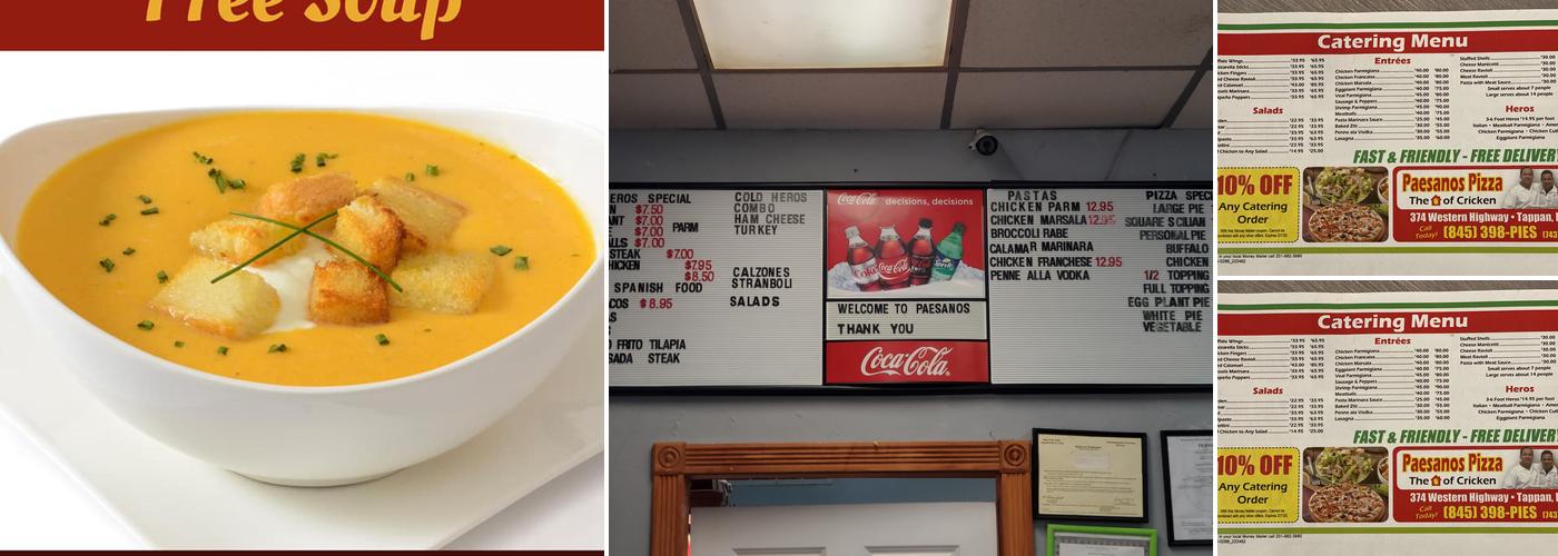 Paesanos Pizza & Pasta Menu