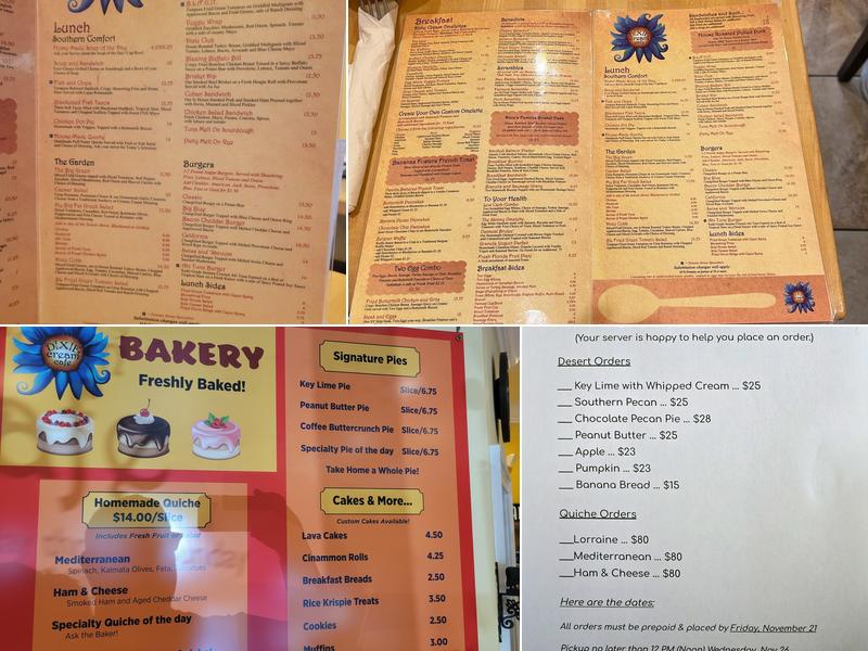 Dixie Cream Cafe Menu