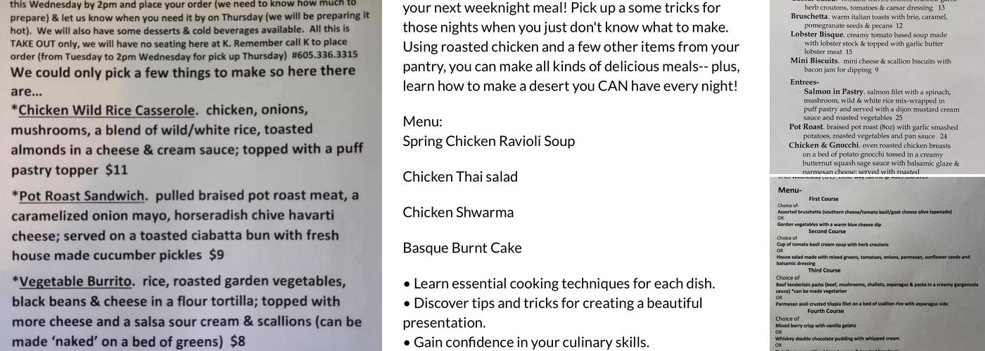 K Restaurant Menu