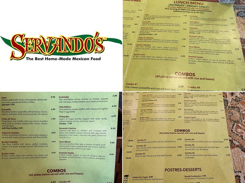 Servando's Menu