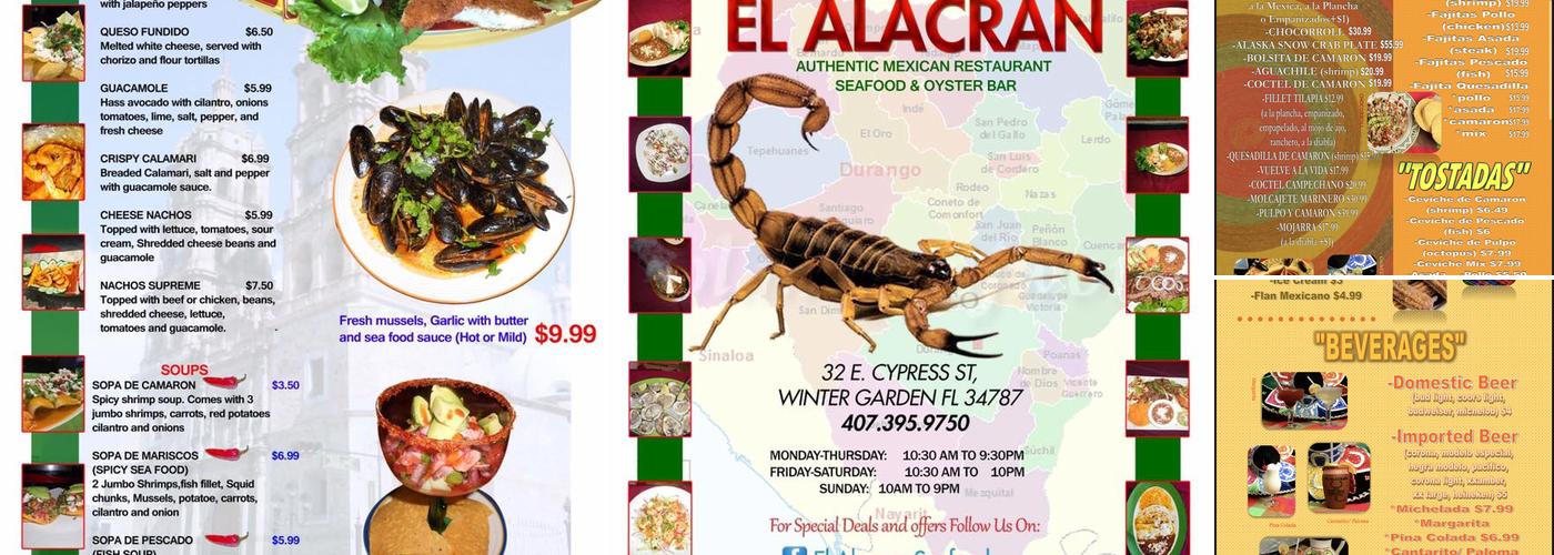 El Alacran Mexican food Menu