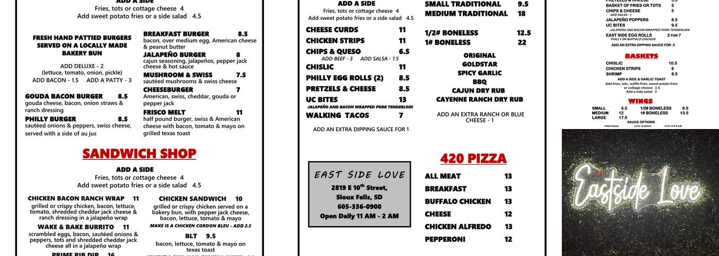 Upper Cut Bar & Grill Menu