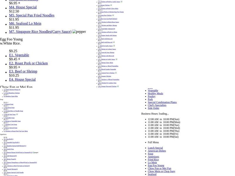 Ny Chinese Restaurant Menu