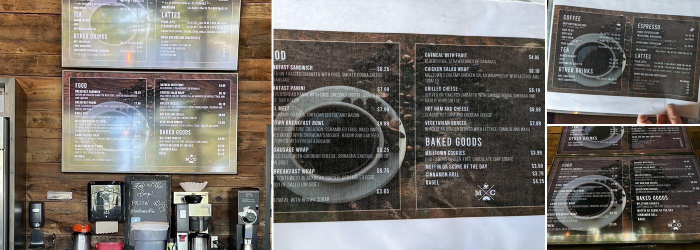 Milltown Coffee Co. | Moline Menu