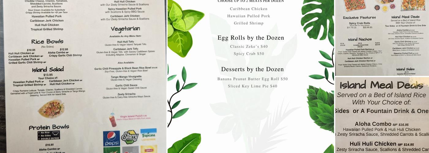 Zeke's Island Express Menu