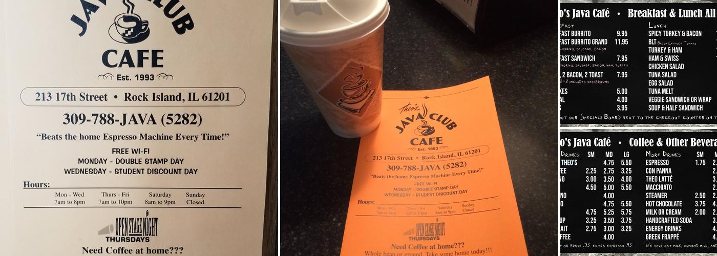 Theo's Java Café Menu
