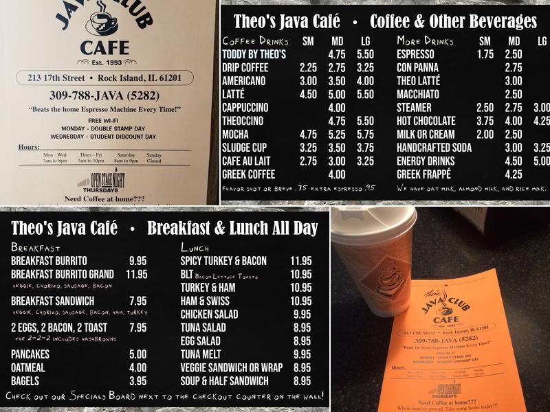 Theo's Java Café Menu