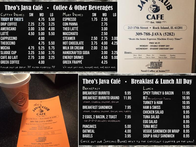 Theo's Java Café Menu