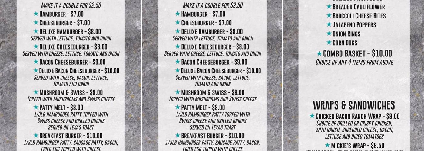 Mickies Bar & Grill Menu