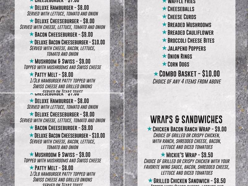 Mickies Bar & Grill Menu